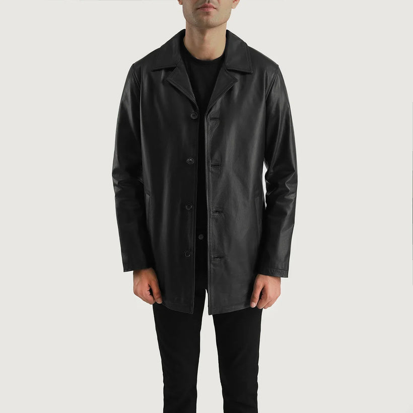 Urban Slate Fekete Leather Coat férfi