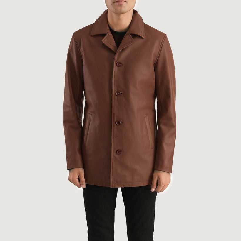 Urban Slate Barna Leather Coat férfi