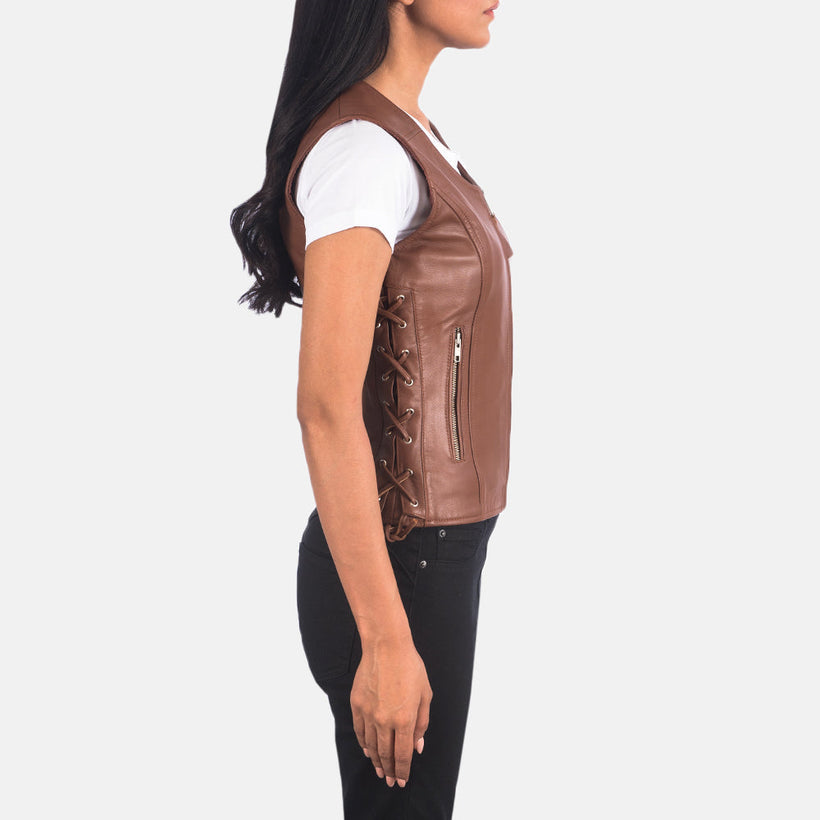 Vanda Barna Leather Biker Vest női
