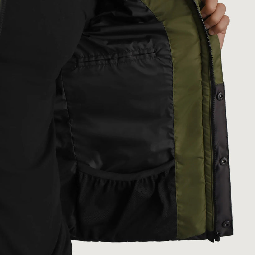 Wayne Fekete & Zöld Hooded Puffer Bőrdzseki Férfi