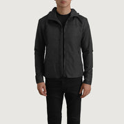 
Wesley Fekete Hooded Windbreaker Bőrdzseki Férfi fekete valódi marhabőrből - Elölnézet & testre szabott sziluett | Online vásárlás