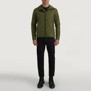 
Wesley Zöld Hooded Windbreaker Bőrdzseki Férfi - Oldalnézet az ergonomikus ujjkialakítással