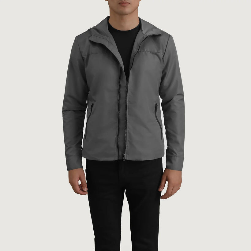 Wesley Grey Hooded Windbreaker Bőrdzseki Férfi