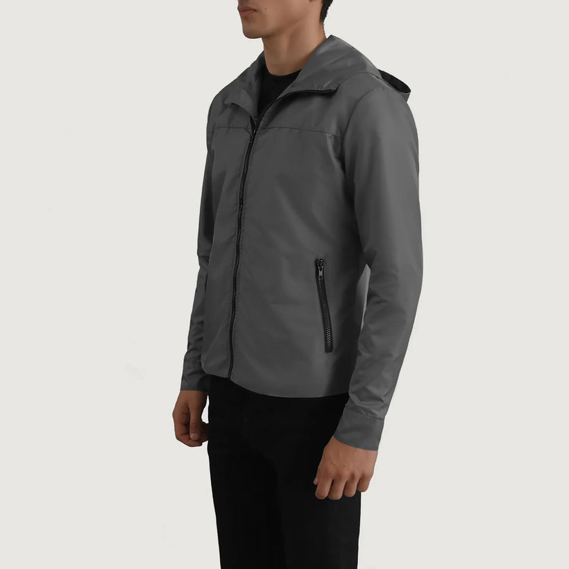 Wesley Grey Hooded Windbreaker Bőrdzseki Férfi