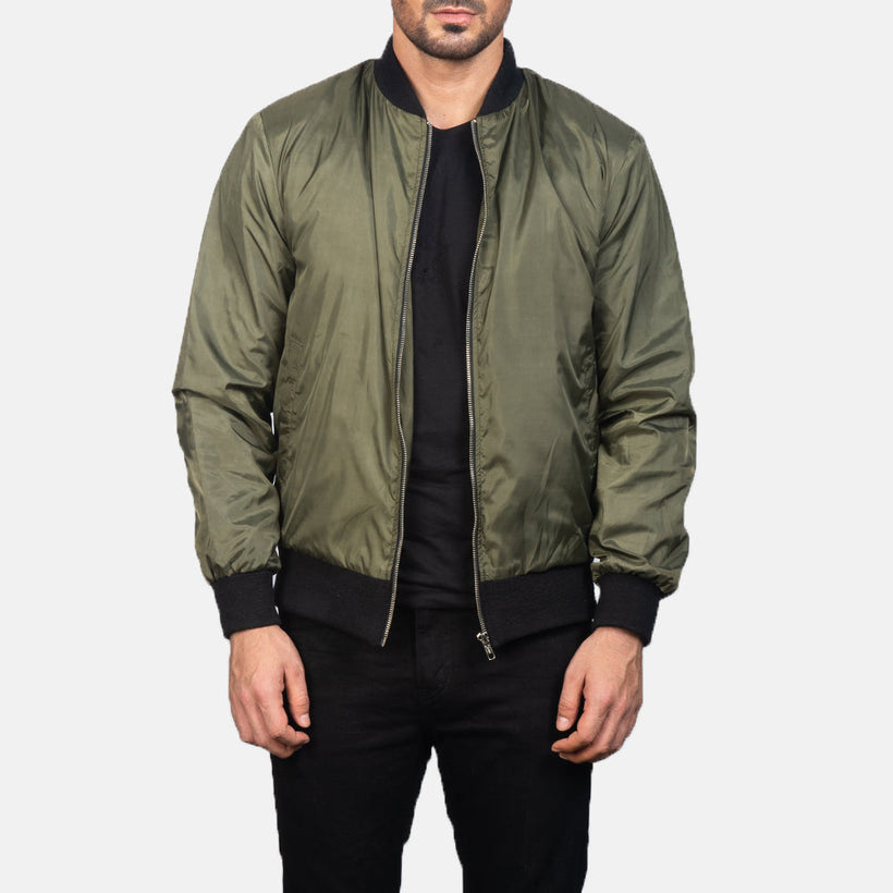Zack Zöld Bőr Bomber Dzseki Férfi