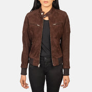 
Zenna Mocha Suede Bomber Jacket in Brown Goat Suede - Elölnézet & testre szabott sziluett | Online vásárlás
